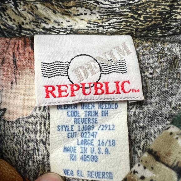 Denim Republic Vintage Safari Tropical Women's Blouse Shirt Size Large AOP Zebra - Picture 6 of 7